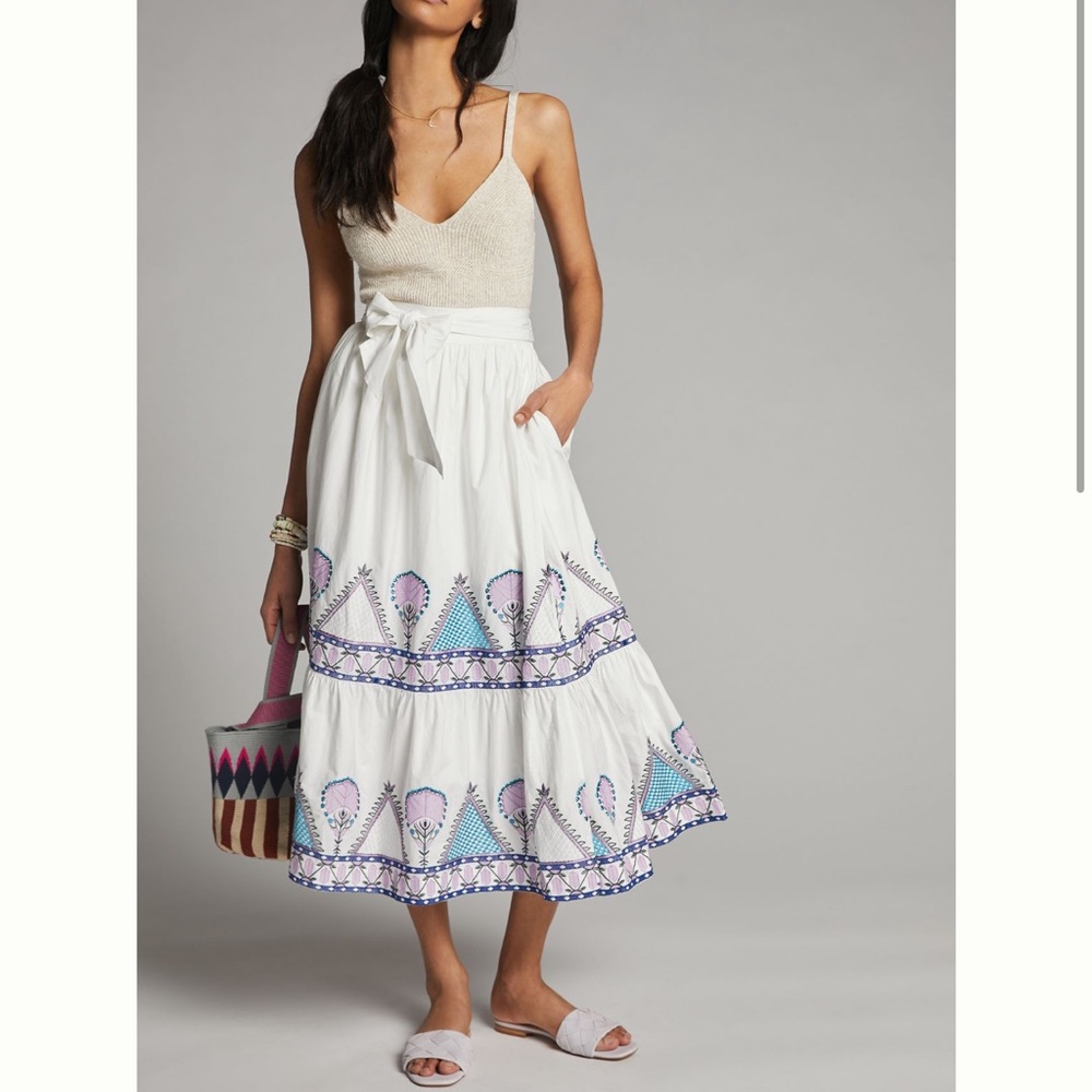 Embroidered midi skirt from Anthropologie